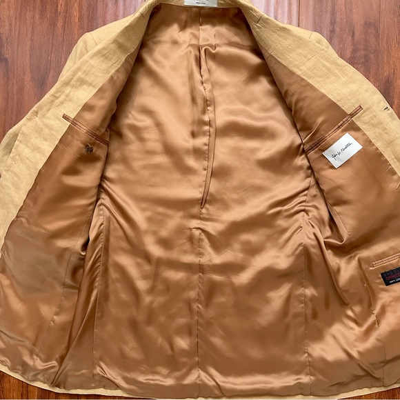 John W. Nordstrom Blazer Jacket Mens Size 40R Sports Coat 100% Linen Peach - Picture 3 of 8